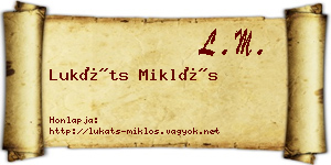 Lukáts Miklós névjegykártya